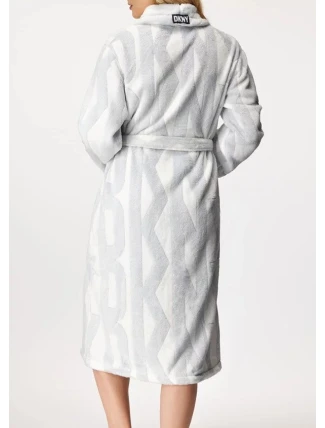 Dámský župan YI2522605F bílá/šedá - DKNY Dámský župan YI2522605F bílá/šedá - DKNY