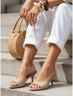 FashionStreet béžové semišové dámské žabky ZY1387 FashionStreet béžové semišové dámské žabky ZY1387