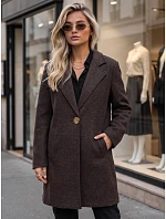 Dámský klasický jednořadý kabát v čokoládové barvě FashionStreet NY0814 Dámský klasický jednořadý kabát v čokoládové barvě FashionStreet NY0814