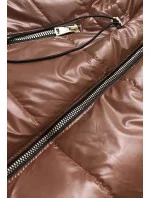 Lesklá vesta v karamelové barvě s kapucí (B8130-14) Lesklá vesta v karamelové barvě s kapucí (B8130-14)