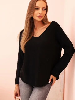 Svetr dámský s viskózou s výstřihem do V černý