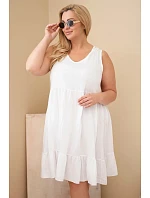 Dámské šaty Plus Size z viskózy s krajkou bez rukávů bílá