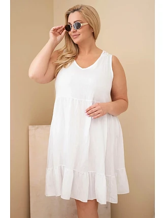 Dámské šaty Plus Size z viskózy s krajkou bez rukávů bílá