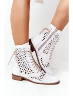 Prolamované Kožené Boty Nicole 2627 Bílé