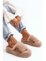 Dámské kožešinové pantofle Bežové Biella