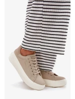 Dámské textilní tenisky na platformě Big Star – béžové