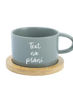 TEXT NA PŘÁNÍ - šedý keramický hrníček Makronka 200 ml