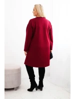 Dámská plus size šaty s ozdobnou vsadkou z flitrů bordová