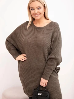 Dámský svetr Plus Size s mohair pončo mocca