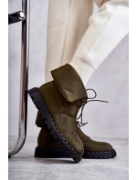 Dámské zateplené kozačky Zelené Emelie Dámské zateplené kozačky Zelené Emelie