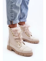 Kožené Dámské Botky S Kožešinou Jasnobežové Lewski 3296 Kožené Dámské Botky S Kožešinou Jasnobežové Lewski 3296