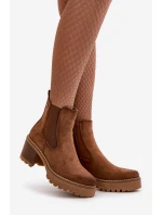 Dámské Zateplené Botky Na Podpatku Eko Semišové Hnědé Irissinae Dámské Zateplené Botky Na Podpatku Eko Semišové Hnědé Irissinae