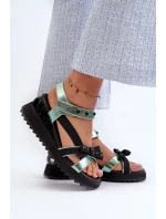Dámské sandály s mašlí D&A zelená Dámské sandály s mašlí D&A zelená