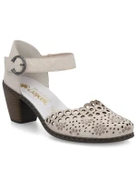 Dámské kožené sandály na jehlovém podpatku béžové Rieker 40902-60