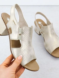 Dámské zlaté nazouvací sandály na podpatku Rieker 64665-60