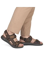 Pánské kožené sandály na suchý zip hnědé Rieker 26450-26