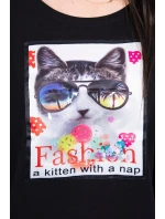 Halenka s 3D grafikou kočky černá