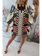 Netopýří šaty s vázáním v pase ecru Netopýří šaty s vázáním v pase ecru