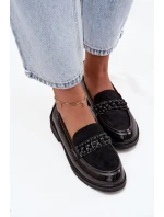 Dámské lakované mokasíny s korálky S.Barski HY52-541 Černé Dámské lakované mokasíny s korálky S.Barski HY52-541 Černé