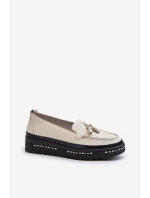 Dámské kožené mokasíny na platformě béžové Assetnima