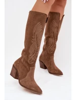 Semišové Kožené Kobyly Na Podpatku Zazoo 3152 Béžové