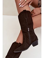 Kožené cowboy boty z semišové kůže s vyhříváním na podpatku Hnědé Radley Kožené cowboy boty z semišové kůže s vyhříváním na podpatku Hnědé Radley