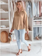 Dámská košile oversize SATINIA béžová FashionStreet DY0451