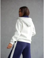 Bílo-tmavě modrý hrubší dámský bavlněný komplet s rozepínací mikinou (503) Bílo-tmavě modrý hrubší dámský bavlněný komplet s rozepínací mikinou (503)