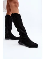 S.Barski HY66-132 Dámské Černé Krajkové Kozačky