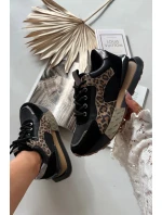 Kožené dámské tenisky na platformě Panterka Artiker 55C0134 Černé