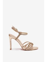 Dámské sandály na jehlovém podpatku s pásky a kryštály zlaté Tanelle Dámské sandály na jehlovém podpatku s pásky a kryštály zlaté Tanelle
