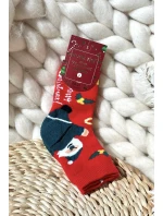 Dětské Vánoční Bavlněné Ponožky S Mikulášem Červené