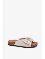 Dámské sandály na korkové podrážce s mašlí béžové Seressa