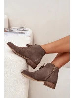 Semišové Boty Na Plochém Podpatku Tmavě Béžové Zazoo Semišové Boty Na Plochém Podpatku Tmavě Béžové Zazoo