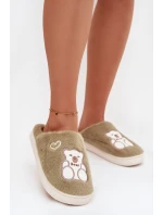 Kožešinové pantofle s medvídkem zelené Noralie Kožešinové pantofle s medvídkem zelené Noralie