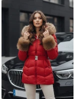 Dámská prošívaná zimní bunda s kapucí červená FashionStreet TY5321