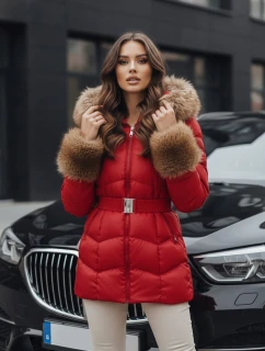 Dámská prošívaná zimní bunda s kapucí červená FashionStreet TY5321