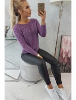 Svetr s ažurovým zdobením fialový