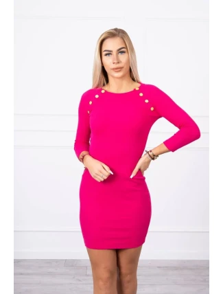 Šaty s ozdobnými knoflíky fuchsiové barvy Šaty s ozdobnými knoflíky fuchsiové barvy