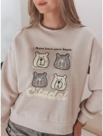 Dámská oversize mikina s medvídky MISOBEARS beige FashionStreet BY1438 Dámská oversize mikina s medvídky MISOBEARS beige FashionStreet BY1438
