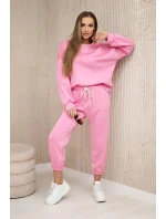 Komplet teplákové + kalhoty máslová látka světle růžová