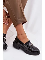 Kožené lakované mokasiny dámské s ozdobným detailem Vinceza 39985 černé