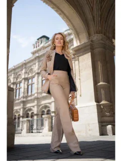 S371 Kalhoty Bootcut - béžové