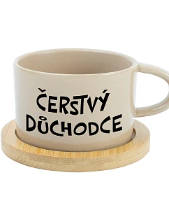 ČERSTVÝ DŮCHODCE - krémový hrníček makronka 200 ml