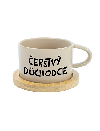 ČERSTVÝ DŮCHODCE - krémový hrníček makronka 200 ml