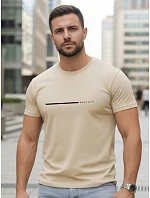 Pánské bavlněné tričko s nápisem „Whatever“, béžové, FashionStreet NX5128R