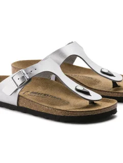 Dámské žabky Birkenstock Gizeh Birko-Flor silver regular wide (0043851) dámské
