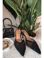 Sandály z pleteniny na podpatku Černé Hanelis
