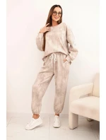 Dámská oversize souprava z viskózy s efektem vyblednutí tmavě béžová