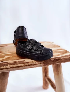 Dětské kožené tenisky na suchý zip BIG STAR KK374090 Černá